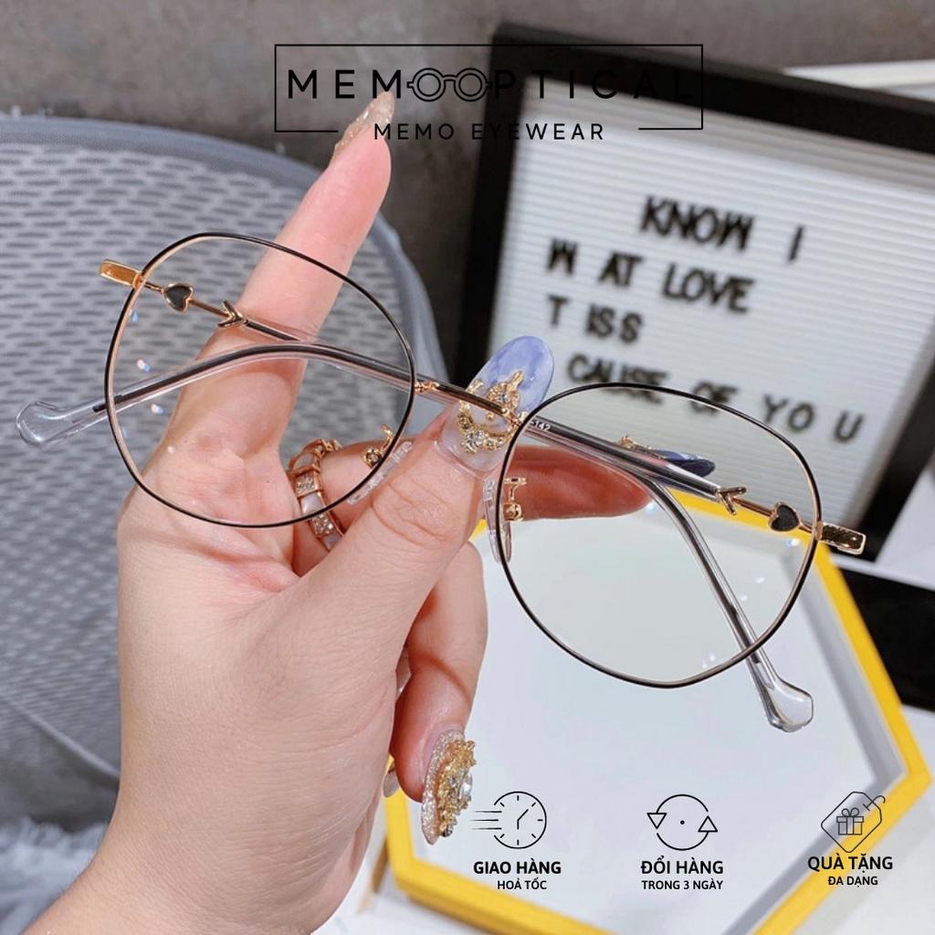 Gọng kính kim loại siêu nhẹ nam nữ Memo Optical dáng kính thời trang cách điệu 3132