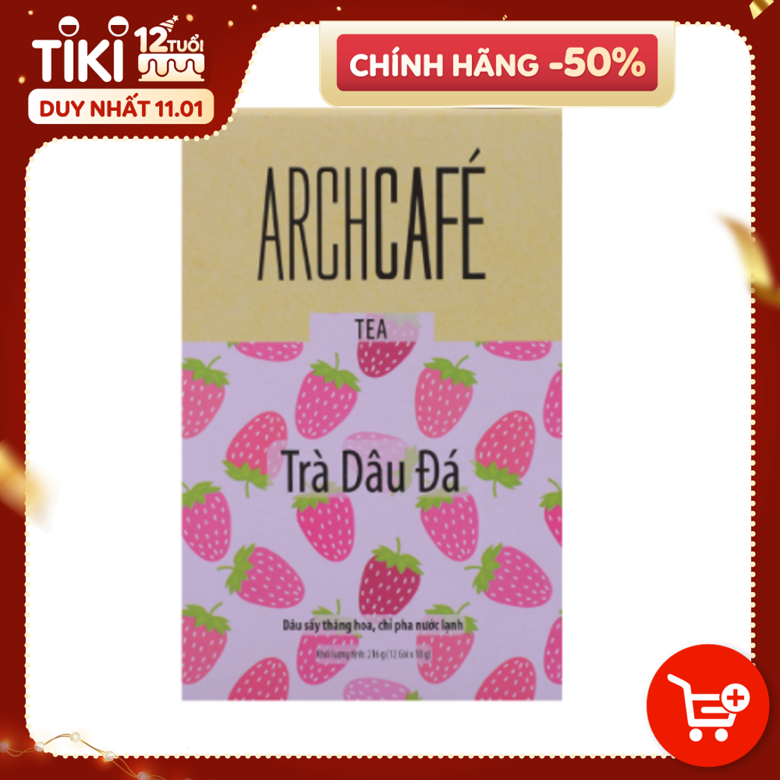 Trà Dâu Đá - Trà hoà tan Archcafé (hộp 12 gói x 18g)