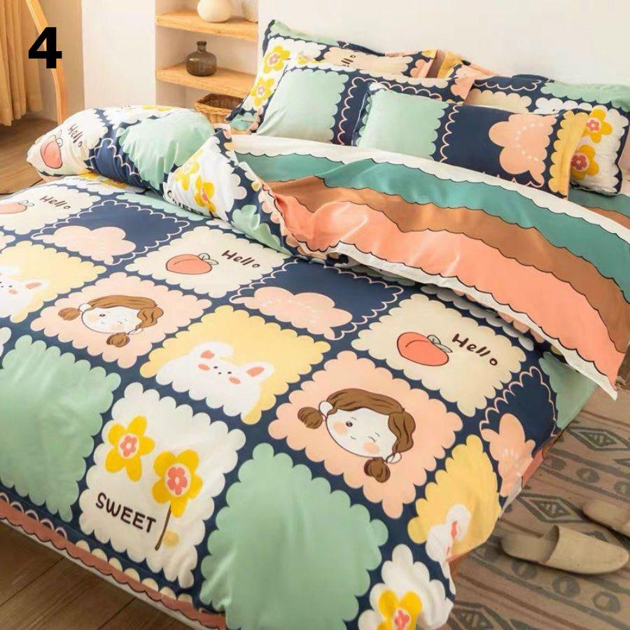 Bộ chăn ga gối thun cotton poly - chăn mền, drap giường, vỏ gối - ga giường đủ size