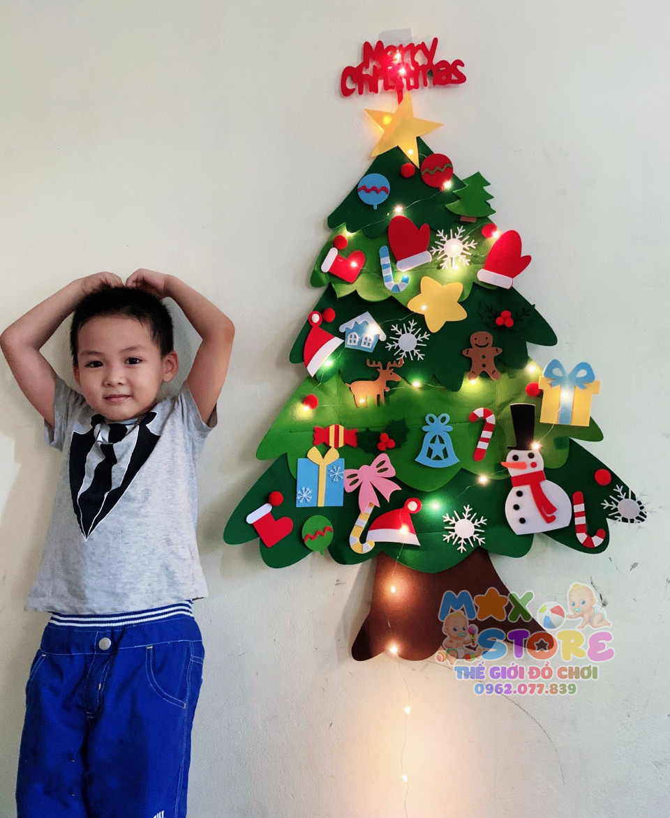 Bộ Cây Thông Noel Vải Nỉ 2 Lớp Tự Làm Trang Trí Dịp Giáng Sinh 42 Chi Tiết