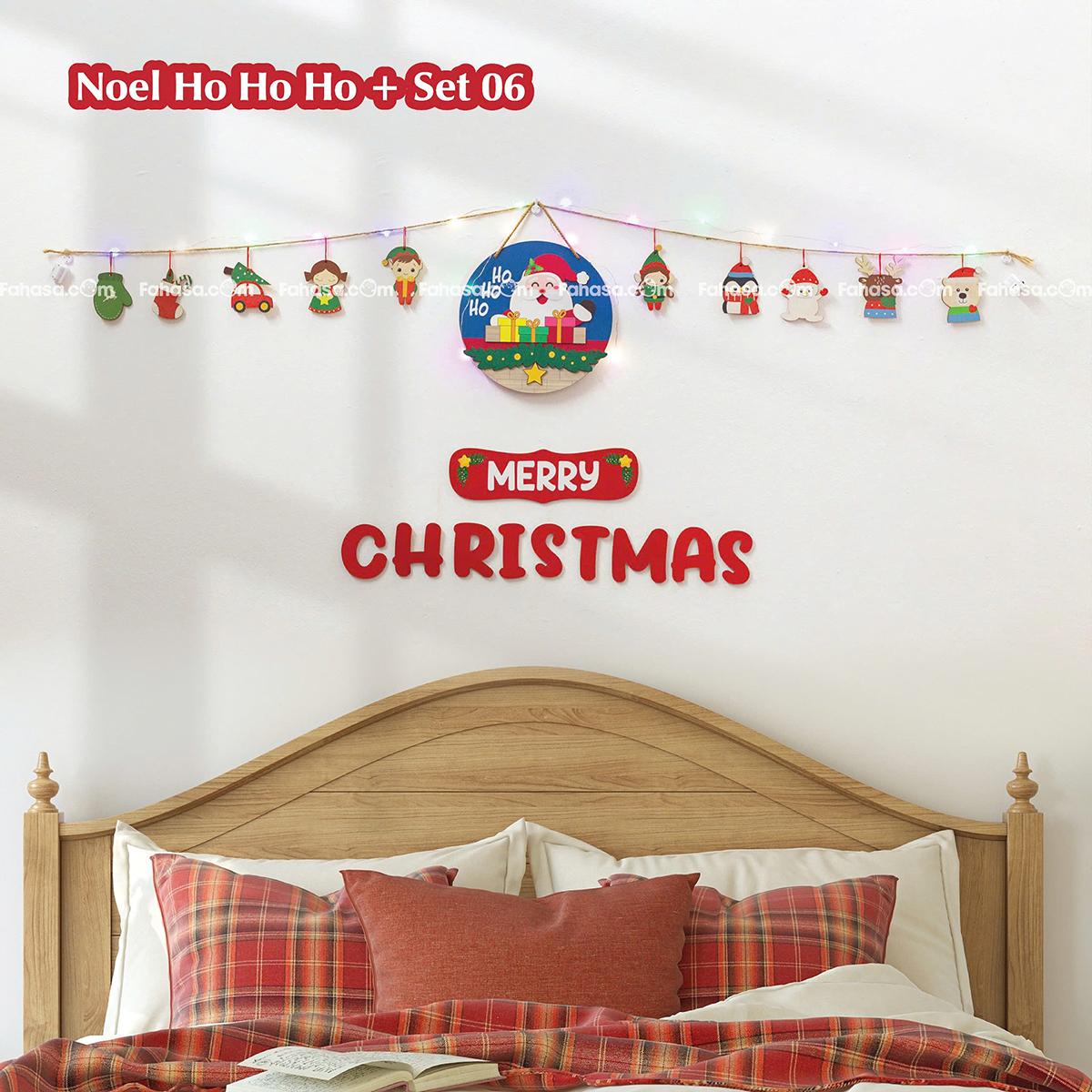 Dây Hình Gỗ Treo Tường Trang Trí Giáng Sinh - Bách Mộc - Ho Ho Ho