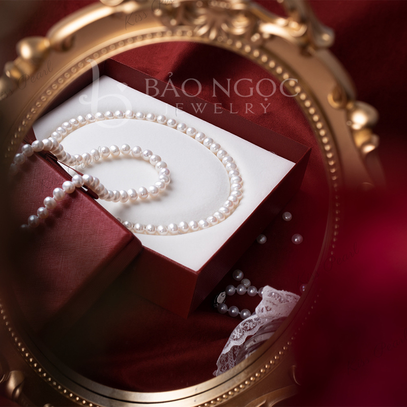 Bộ Trang Sức Ngọc Trai Trắng Gồm Dây Chuyền Và Lắc Tay Cổ Điển - BODB1336 - Bảo Ngọc Jewelry