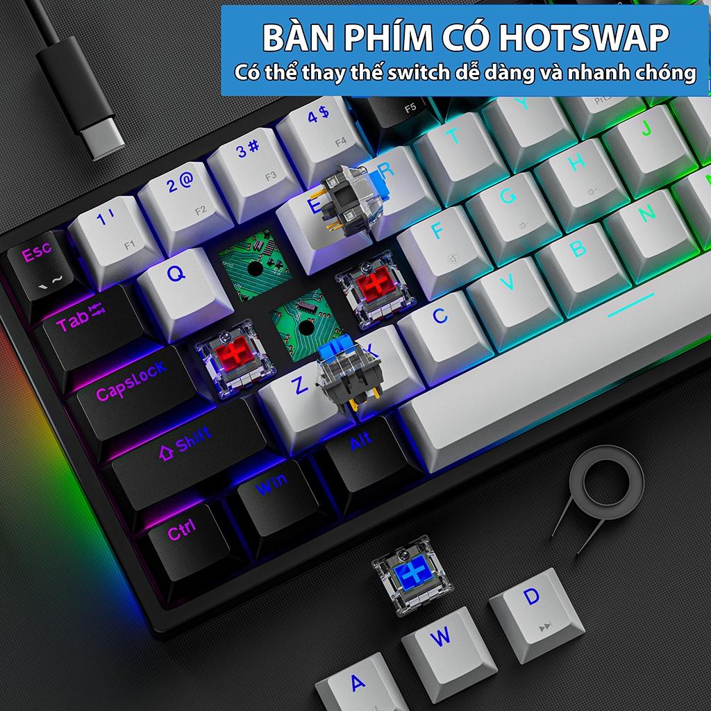 Bàn phím cơ Coputa bàn phím máy tính laptop mini LED Raibow 71 phím có dây K710