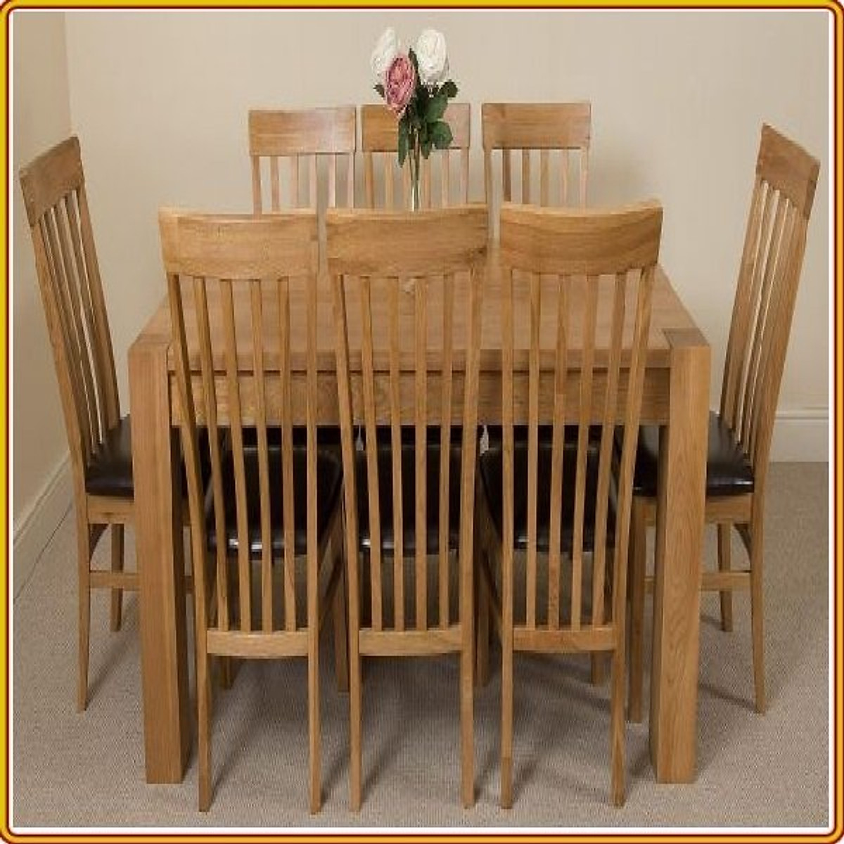 Bộ bàn ăn Rustic Oak bàn 1m8, kèm 8 ghế juno sofa