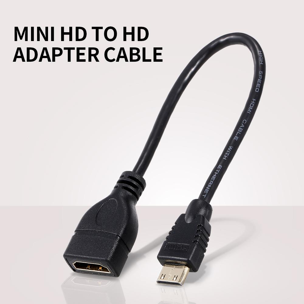 Mini HD to HD Cable Mini HD Male to HD Female Adapter Cable HD 1080P Resolution for Camera Laptop Tablet Projector TV