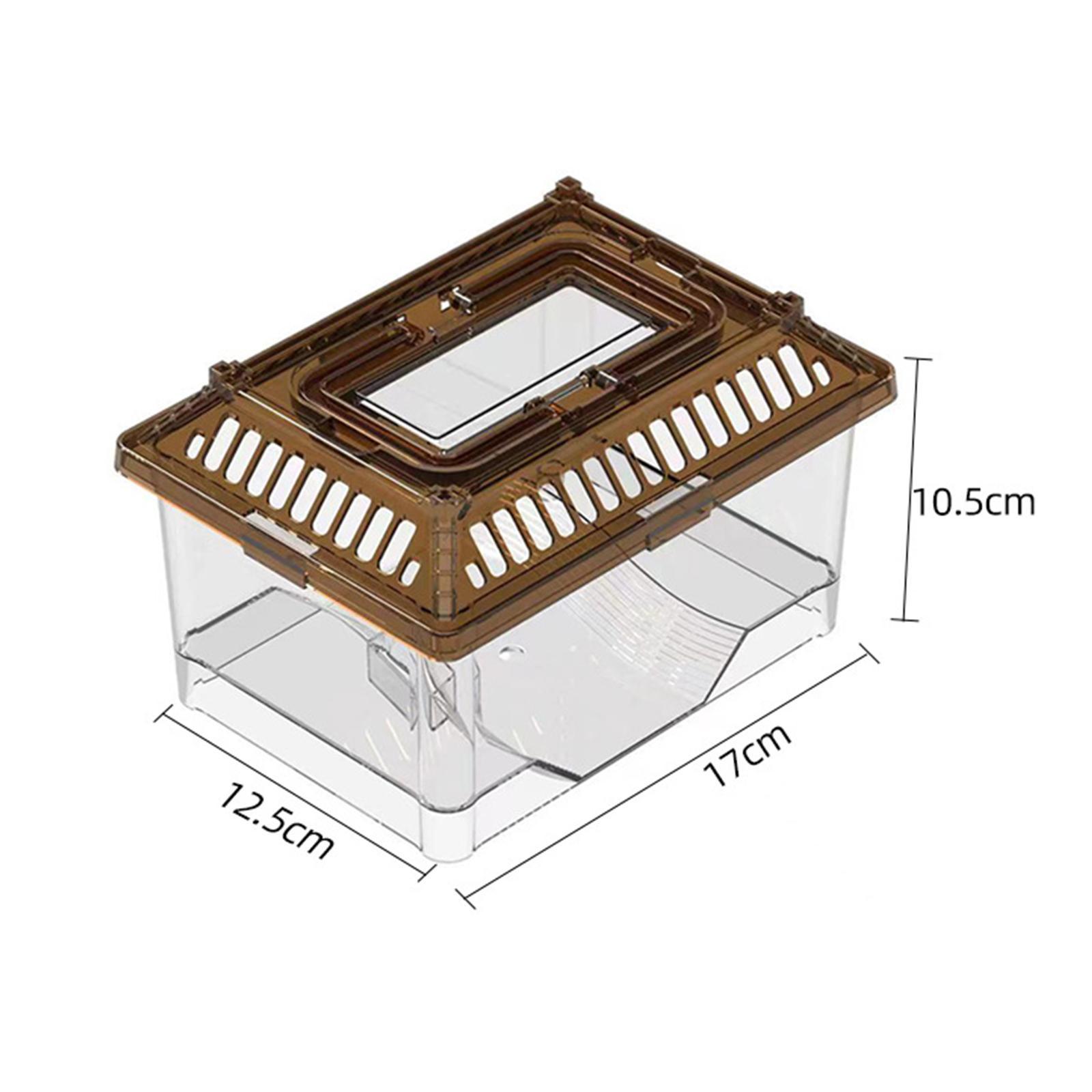 Small Turtle Tank with Handle and Cover with Platform Reptile Habitat Container Turtle Breeding Box Pet Feeding Box for Crayfish Lizards
