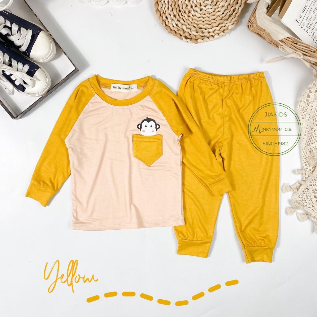 Bộ Quần Áo Bé Gái, Bé Trai Minky Mom Vải Thun Lạnh Túi Ngực In Động Vật MKDTL09