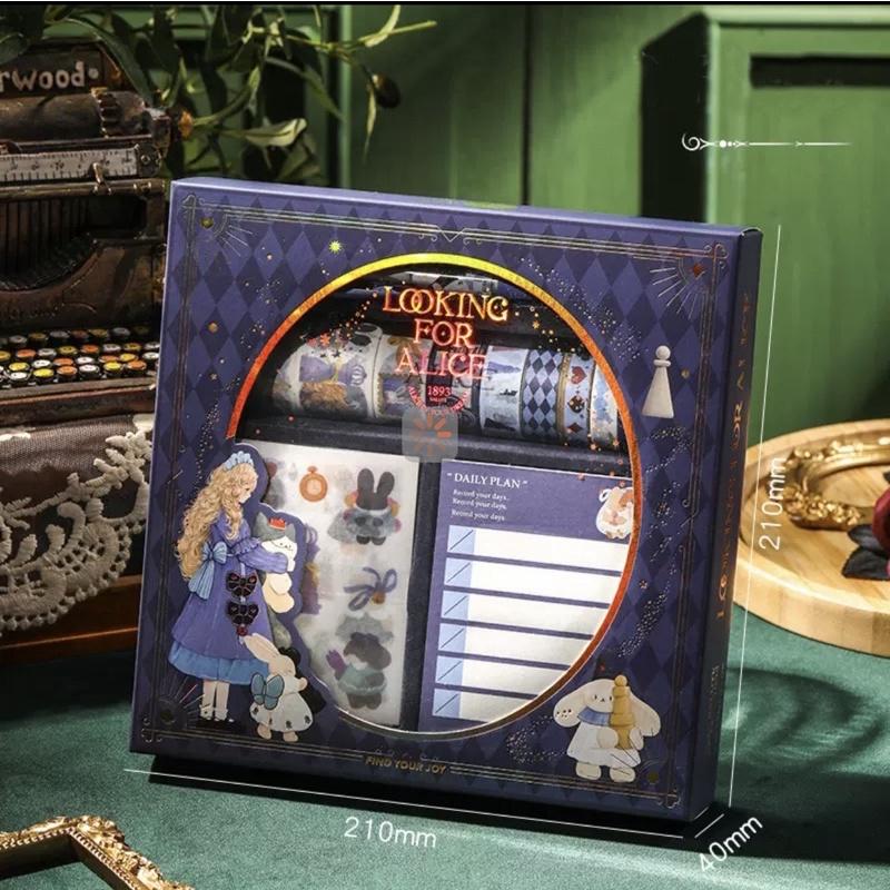 Bộ quà tặng sticker trang trí sổ tay bỏ túi Looking for Alice Series