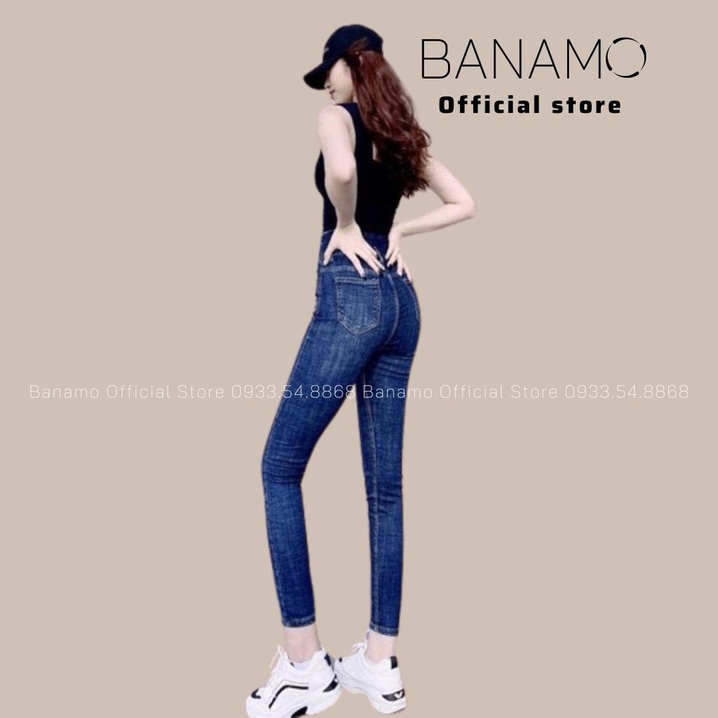 Quần jean nữ ôm trơn xanh đậm siêu đẹp thời trang banamo fashion jean nữ ôm trơn 7610