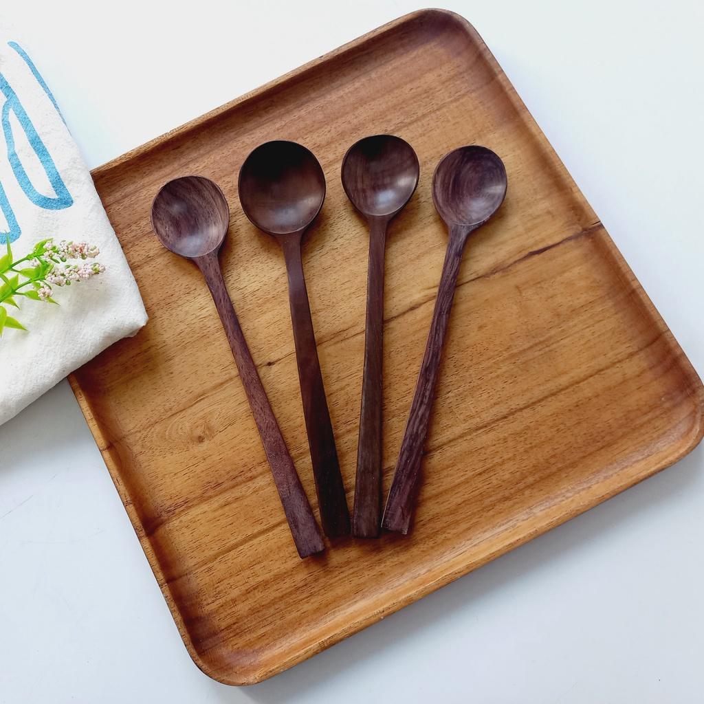 Thìa/Muỗng Gỗ Trắc Miệng Tròn Cỡ 19.5x4cm Dùng Ăn Cháo, Mỳ, Soup,Thìa Ăn Cơm Tiện Lợi