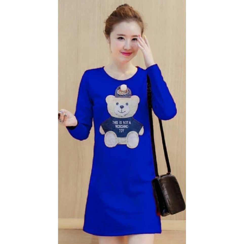 Đầm suông thu đông hình gấu dễ thương dn20100705