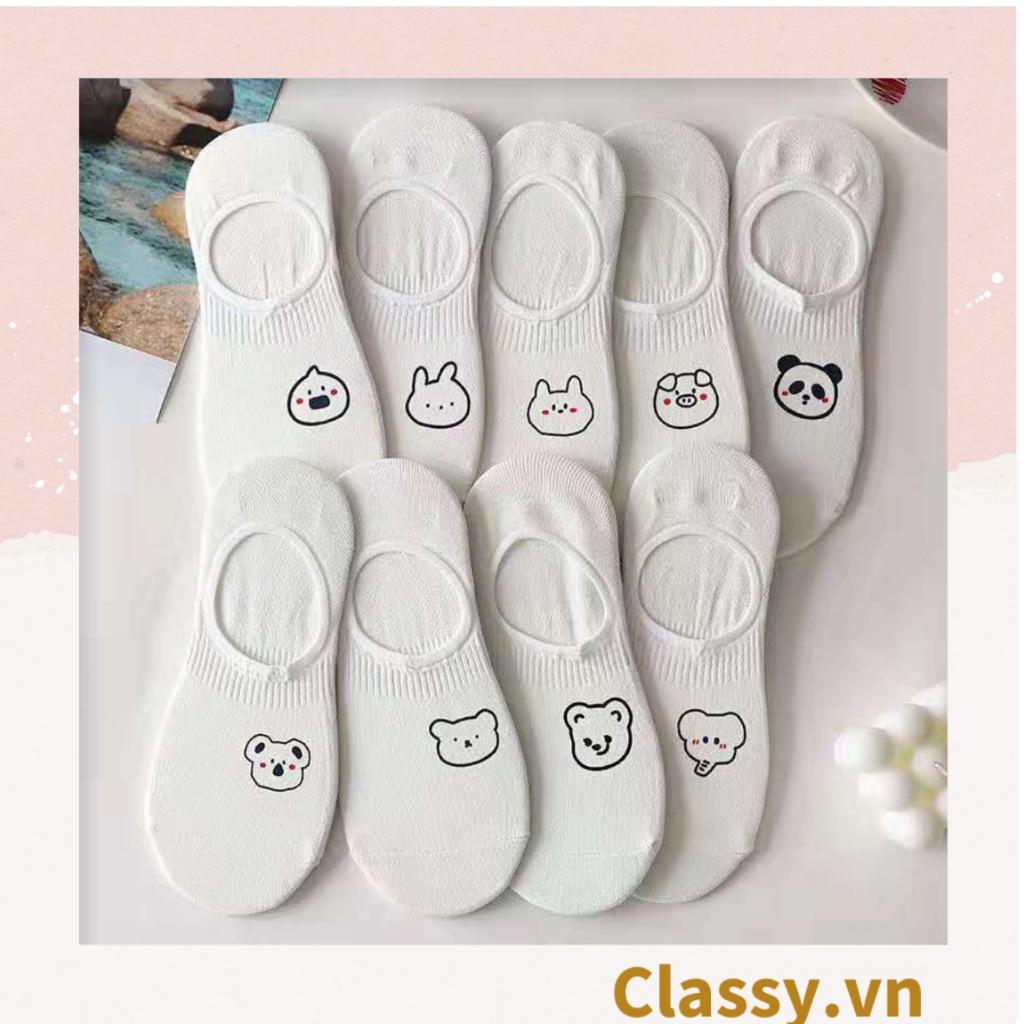 Tất nữ Classy vớ nữ cotton màu trắng mix họa tiết cute Hàn Quốc G1388