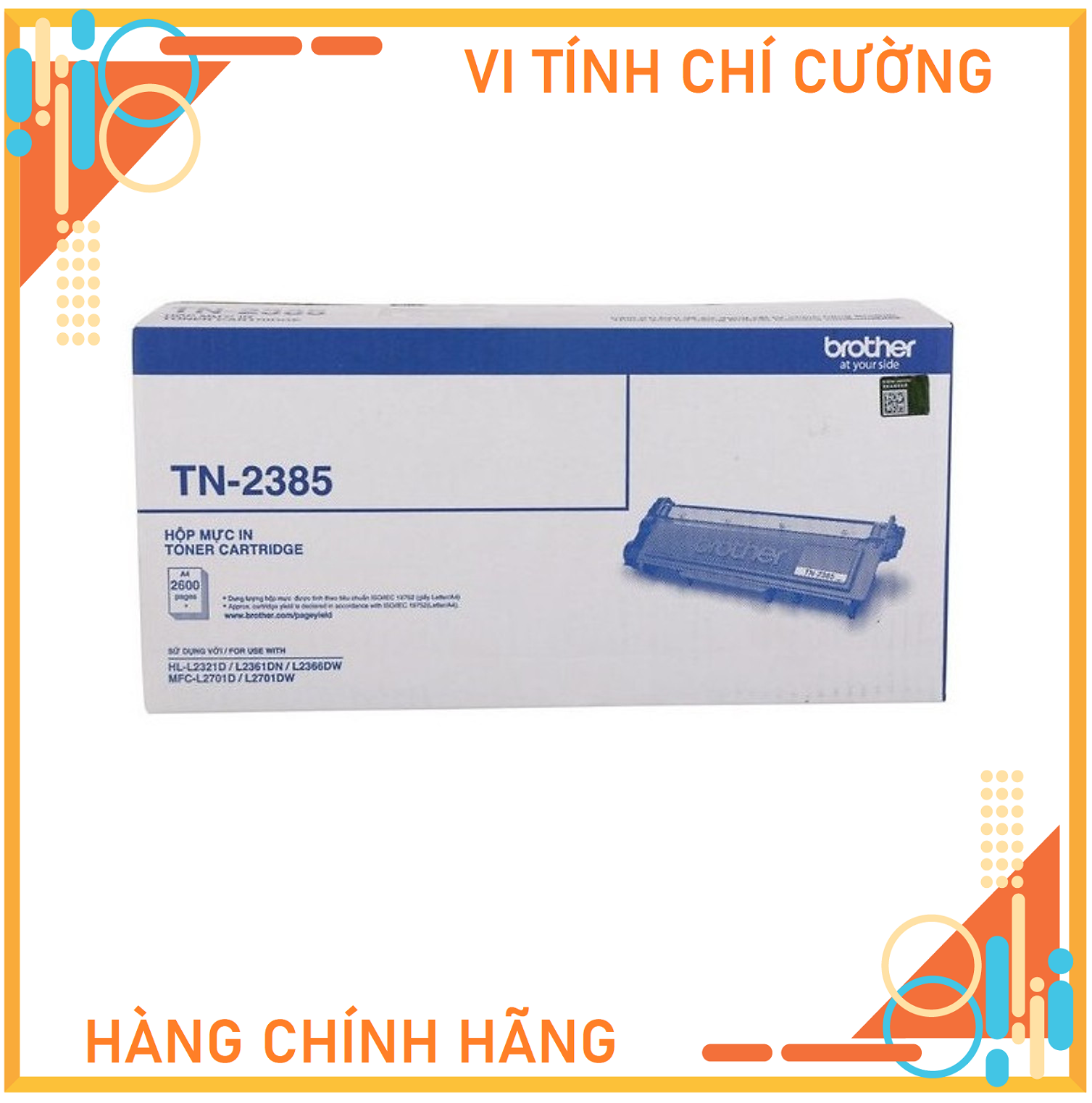 Brother TN-2385 Toner Mực Cho Máy In HL-L2321D, HL-2361DN, HL-2366DW, MFC-L2701D, MFC-L2701DW - Hàng Chính Hãng