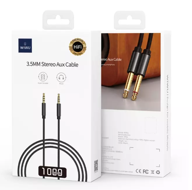 Dây cáp âm thanh Hifi AUX 3.5mm Audio hiệu Wiwu YP01 truyền tải âm thanh chất lượng cao đầu cáp mạ vàng, công nghệ chống đứt gãy - hàng nhập khẩu