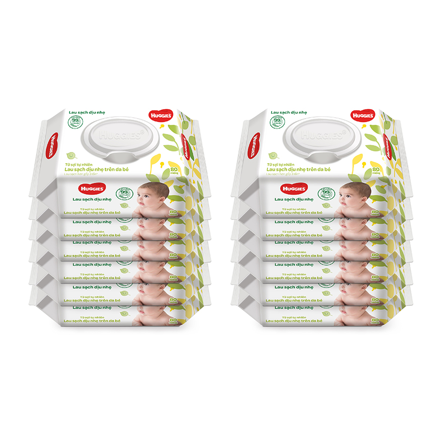 Combo 12 Khăn Ướt Dịu Nhẹ Cho Trẻ Sơ Sinh Huggies (80 Tờ/Gói)