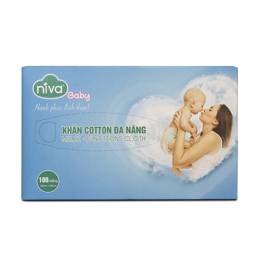 Combo 5 Khăn Vải Khô Đa Năng Niva Hộp 100 Tờ Tiện Dụng, Chất Liệu Cotton Tự Nhiên An Toàn Cho Bé