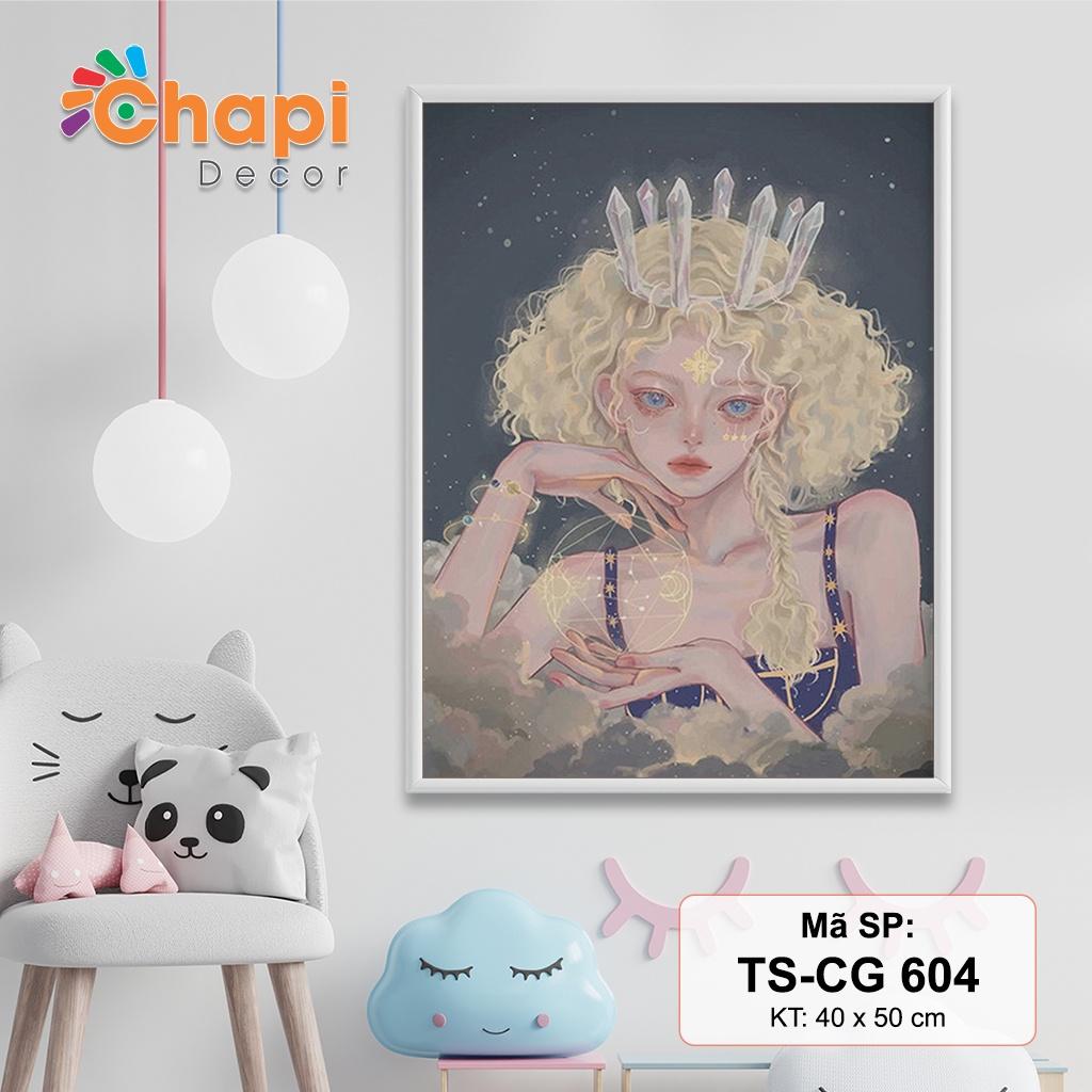 Tranh tô màu theo số Nàng Thơ Đáng Yêu Size 40x50cm đã căng khung| Chapi Decor