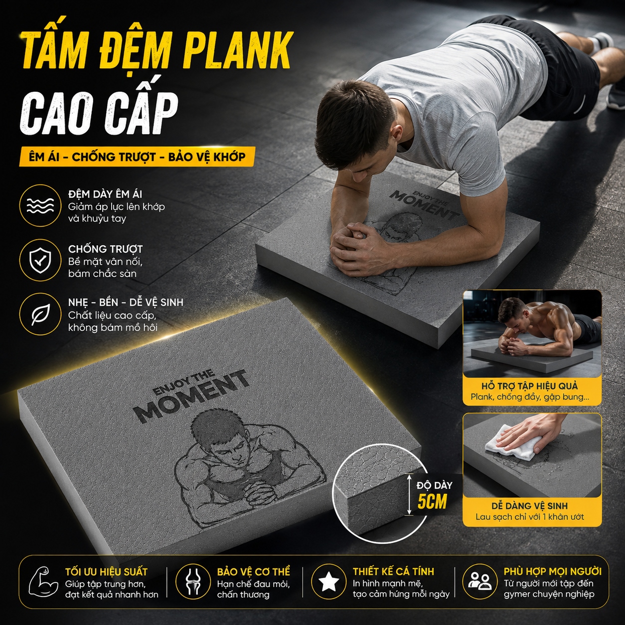 Miếng Đệm TPE Mềm Dầy 5cm Balance Pad - Thảm Quỳ Gối Tập Thể Dục Plank GYM Yoga Đa Năng