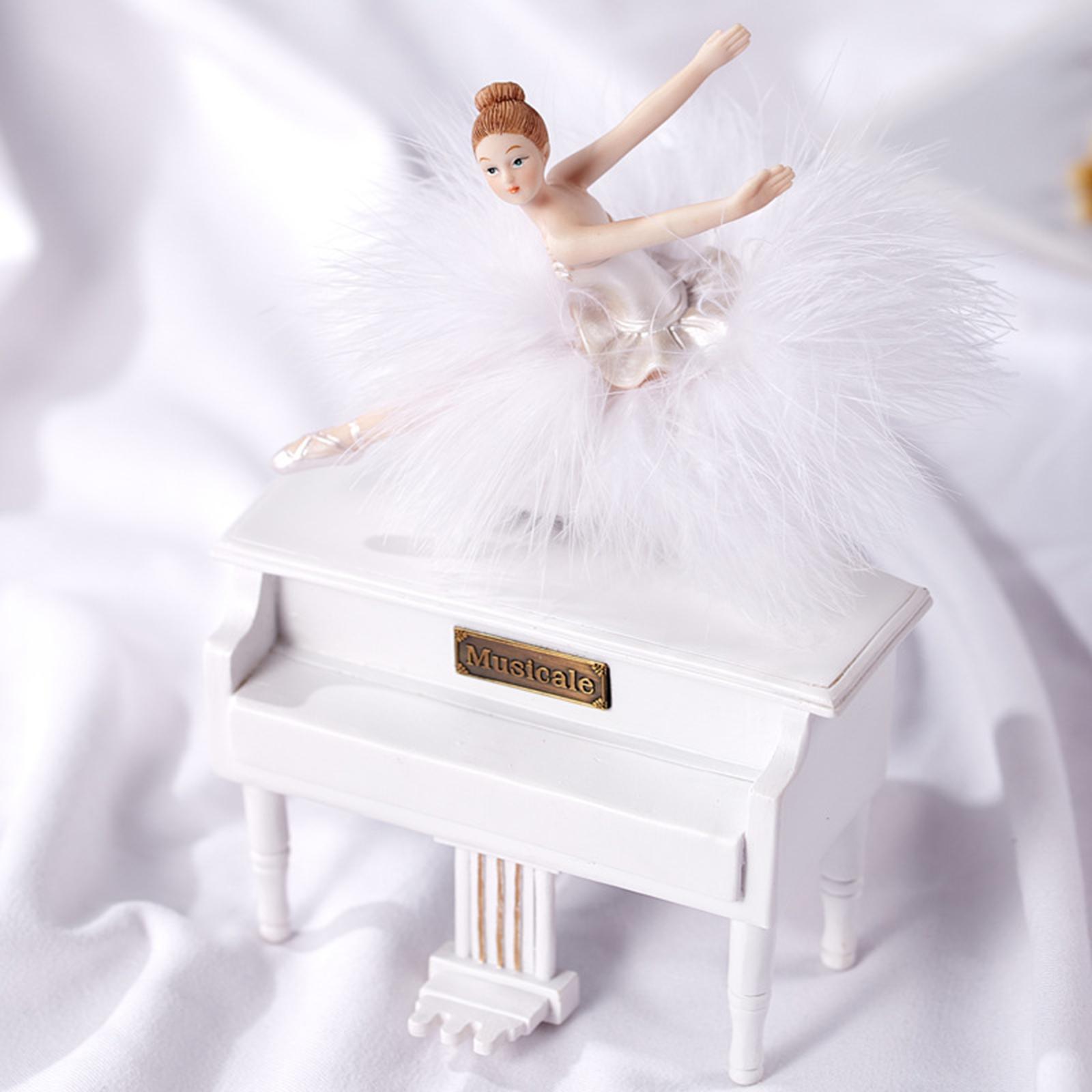 Resin Ballerina Music Box Dancing Girl Figurine Desktop Ornament