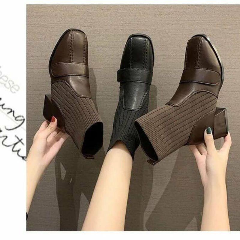 Giày bốt/ boot nữ cổ cao vừa bo chun cao 7cm siêu xinh