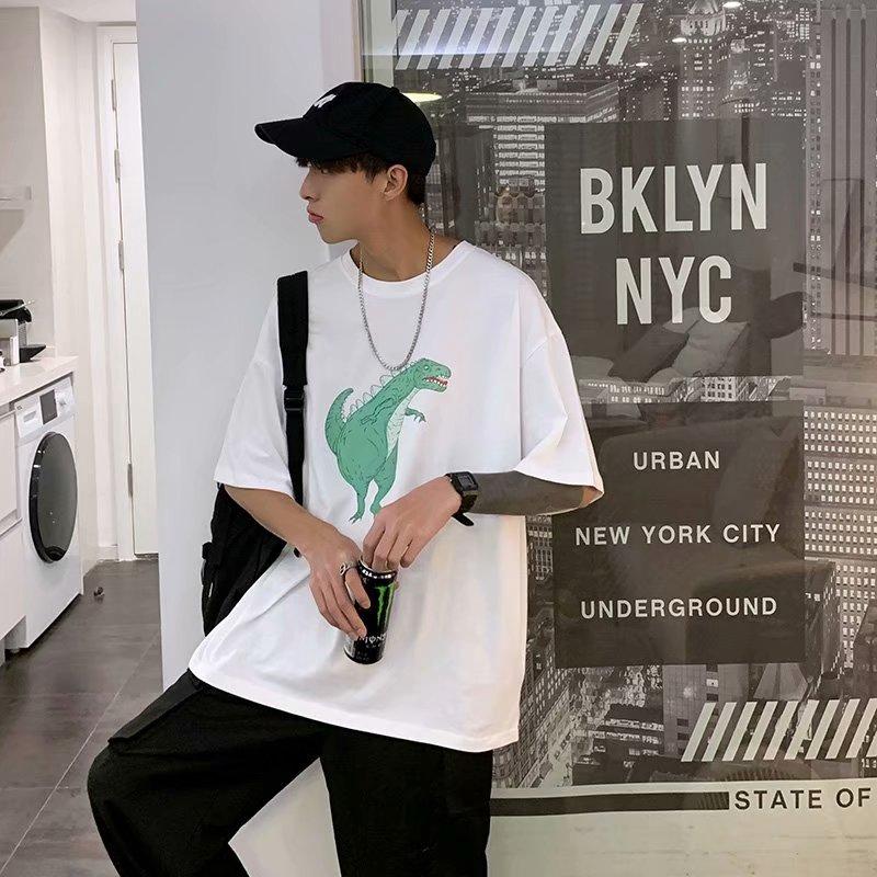 Áo Thun Nam Tay Ngắn In Hình Khủng Long Cá Tính