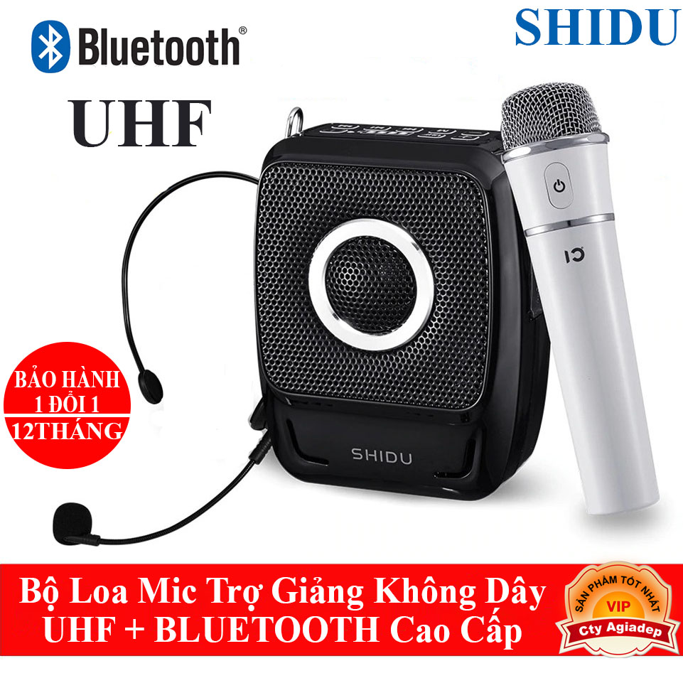 Mic trợ Giảng Shidu S92 Không Dây Cầm Tay UHF/Bluetooth kết nối mọi thiết bị Tặng kèm mic kẹp áo cao cấp