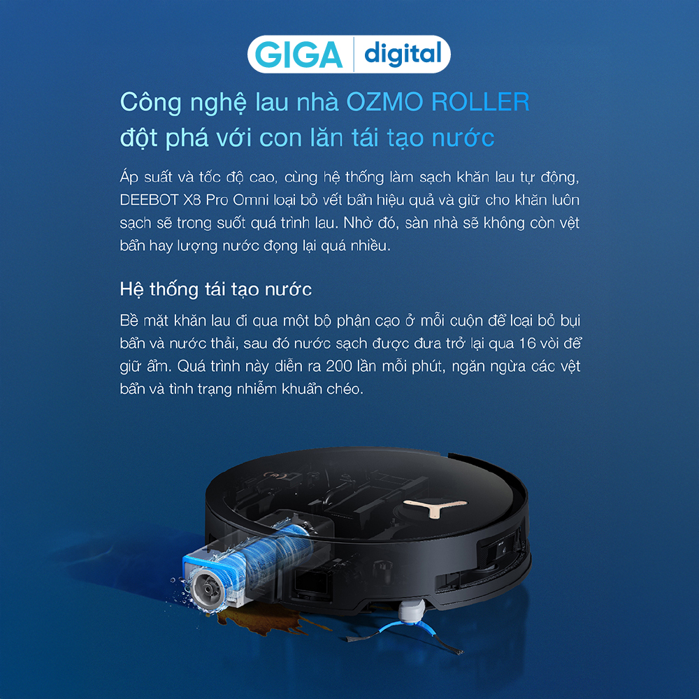 Robot hút bụi Ecovacs Deebot X8 Pro Omni – Bản Quốc Tế 2025 - Lực hút 18000Pa - Pin 6400mAh - Hàng chính hãng