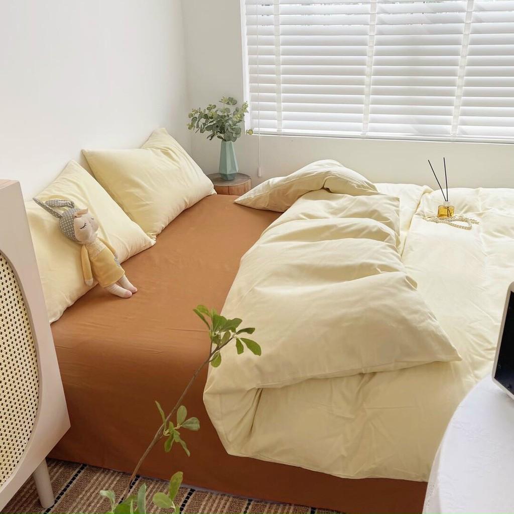 Bộ Chăn Ga Cotton Tici Cao Cấp CÓ CHĂN CHẦN BÔNG SẴN RUỘT BÊN TRONG Phong Cách Hàn Quốc Đủ Size Đủ Màu