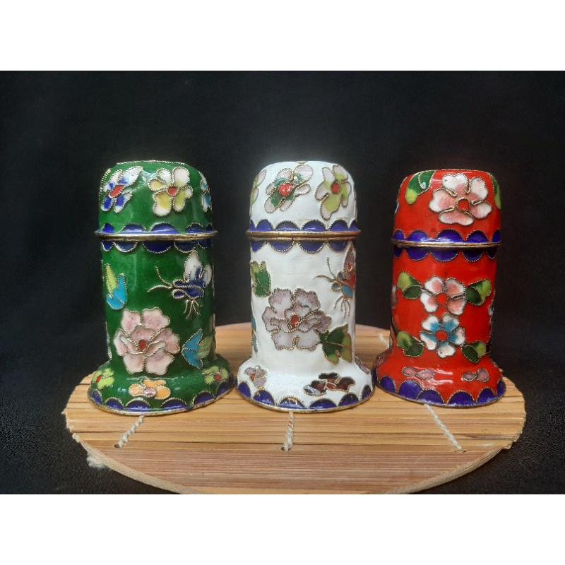 Lọ tăm pháp lam đồng, chế tác thủ công bao đẹp