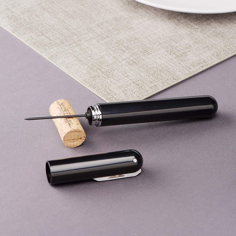 Dụng cụ khui Vang dạng bút tiện lợi, dụng cụ pha chế Air Corkscrew Black Edition