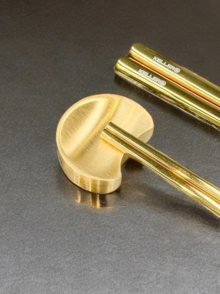 Set 6 đôi đũa inox 304 kèm 6 gác đũa hình vầng trăng Keller@Germany (màu vàng &amp; bạc) hàng chính hãng