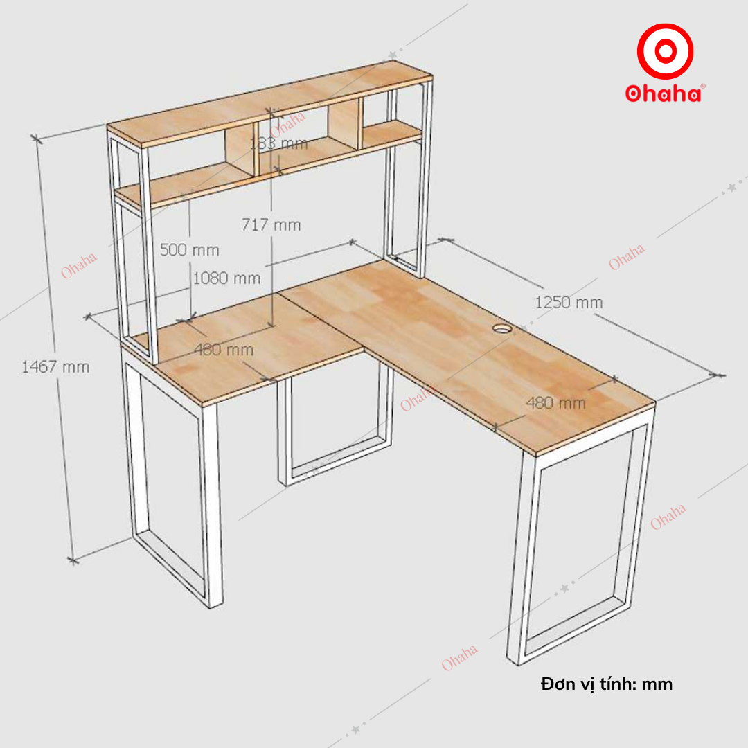 [ Miễn phí giao hàng và lắp đặt tại TP.HCM] Bàn làm việc cao cấp Ohaha - 052
