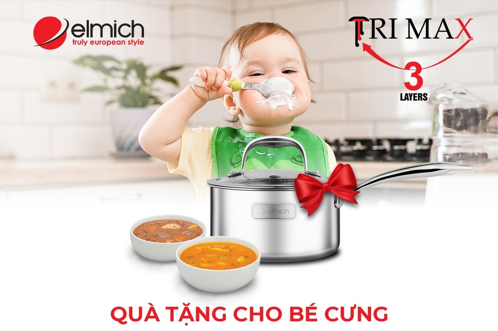 Quánh inox 3 lớp cao cấp đáy liền Tri-max XS EL-3745 size 16cm