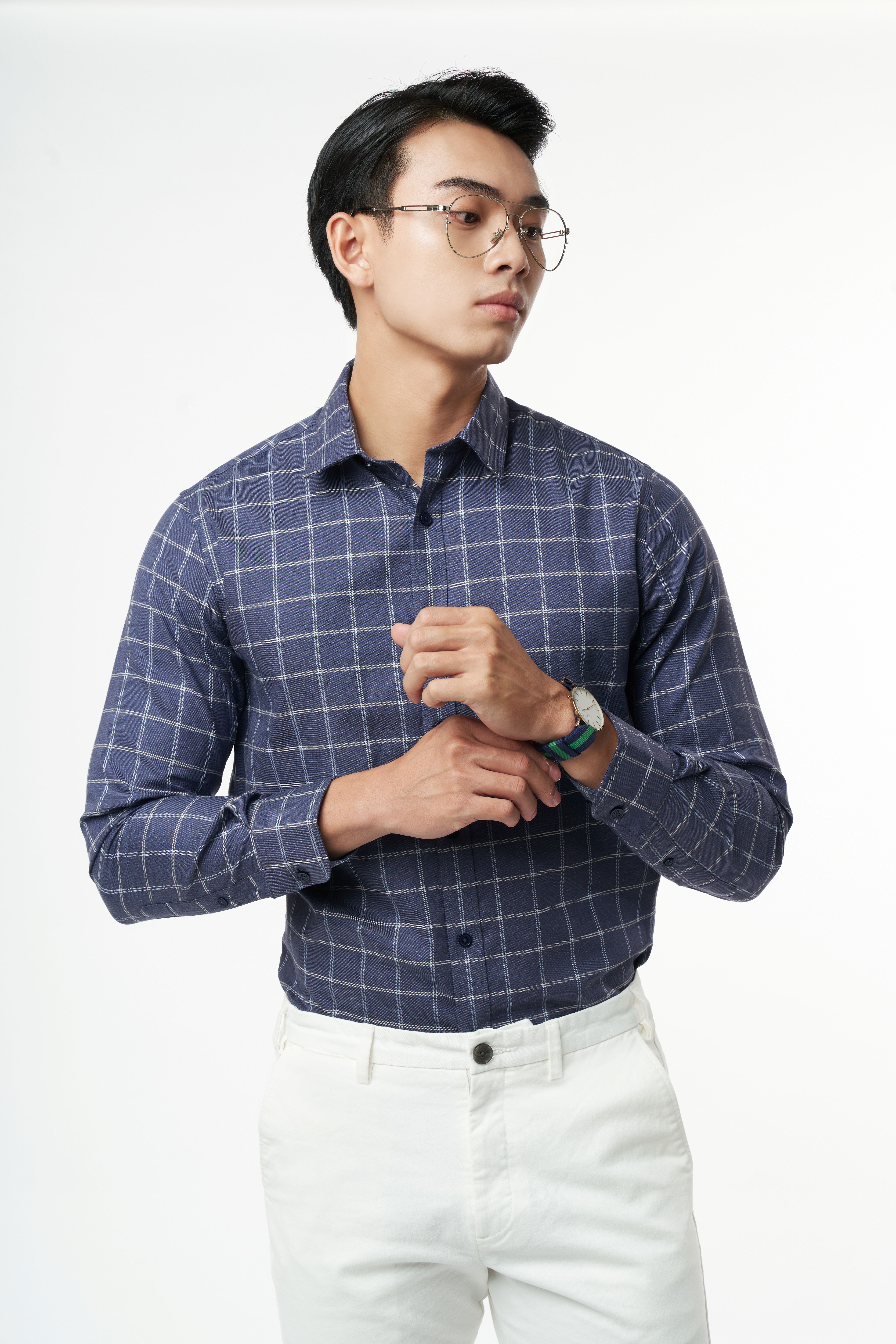 Áo Sơ Mi Caro Melange Nam Cotton Chống Nhăn Tự Nhiên N&amp;M Thương Hiệu NINOMAXX 2110030