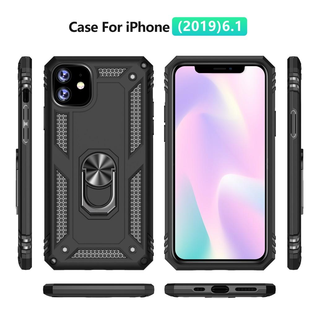 Ốp lưng cho iPhone 11 chống sốc 2 lớp kèm nhẫn iring làm giá đỡ
