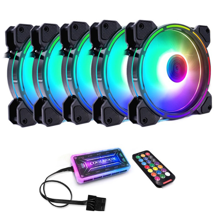 [5 Quạt + Khiển] Quạt Coolmoon RGB V9 - Hàng nhập khẩu