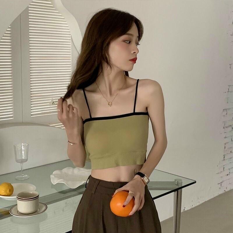 Áo bra cotton tăm gam màu pastel quyến rũ - Áo 2 dây croptop tập gym, yoga