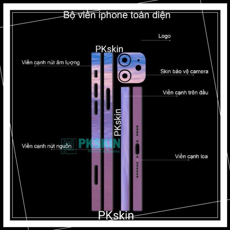Miếng dán skin viền in hình cho iPhone 13, 13 pro, 13 pro max, 13 mini, x, xs theo yêu cầu