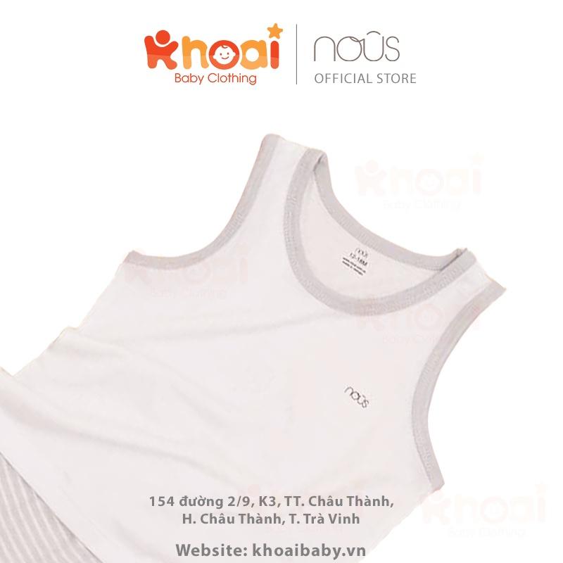 Bộ ba lỗ Nous trắng dệt hình bọ rùa - Chất liệu Nu Air 95% cotton thiên nhiên