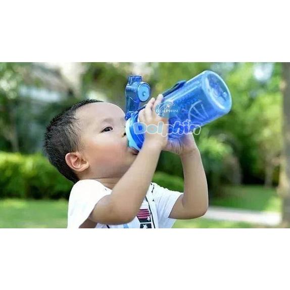 Bình uống nước học sinh PP Dolphin, có ống hút Silicone 450ml - DP024