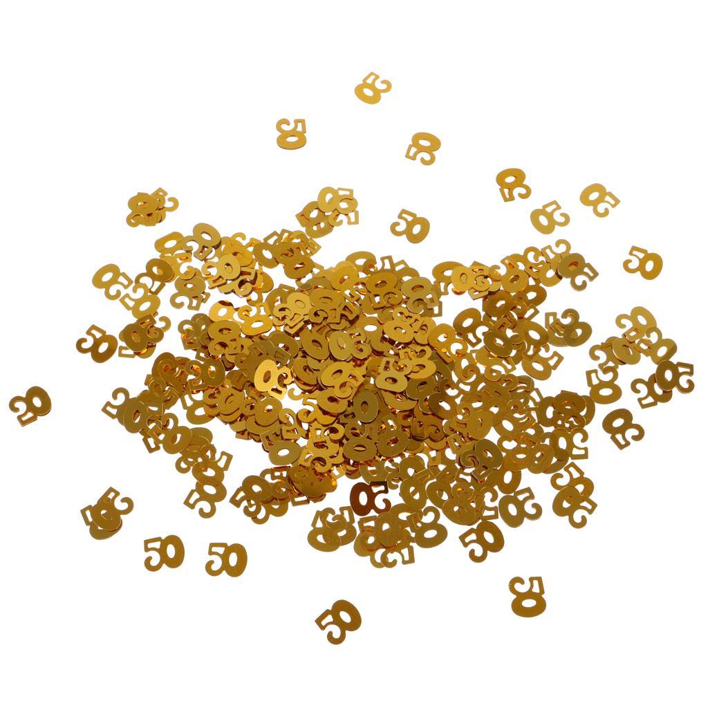 2X Table Confetti Age Birthday Party Wedding Anniversary Table Confetti Gold 50