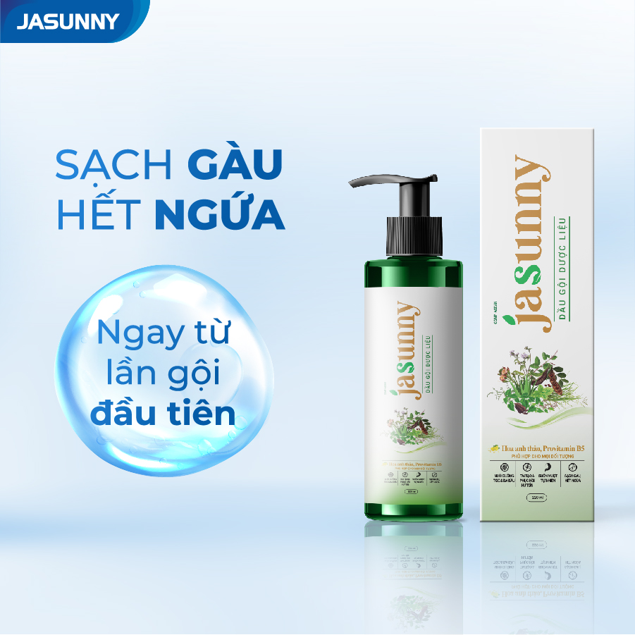DẦU GỘI DƯỢC LIỆU SẠCH GÀU, HẾT NGỨA JASUNNY - Chai 220ml