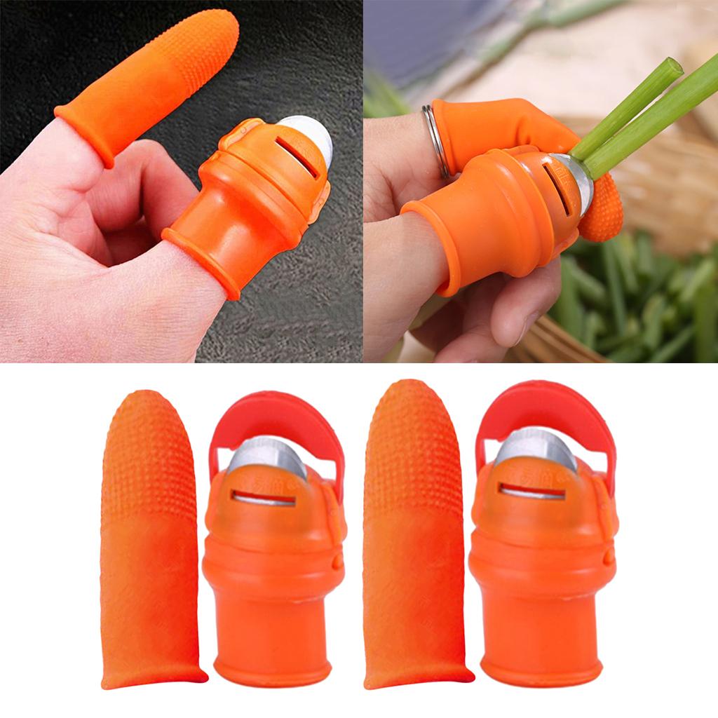 2PCS Garden Finger Knife Garden Silicone Thumb Knife W/ Finger Cover for Picking