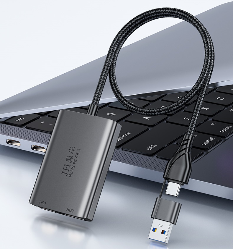 SOAIY Cáp Chuyển USB Type-C Ra 2 Màn Hình Độc Lập HDMI + HDMI (Cần Cài APP) JH-Z936B - Hàng Nhập Khẩu
