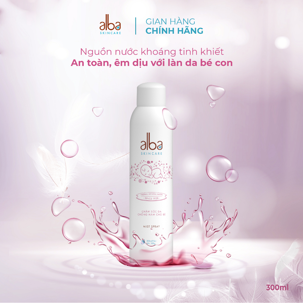 Xịt khoáng trẻ em Alba Skin Care - Chống hăm khô rôm sẩy do bỉm giúp da bé mịn màng - 300ml