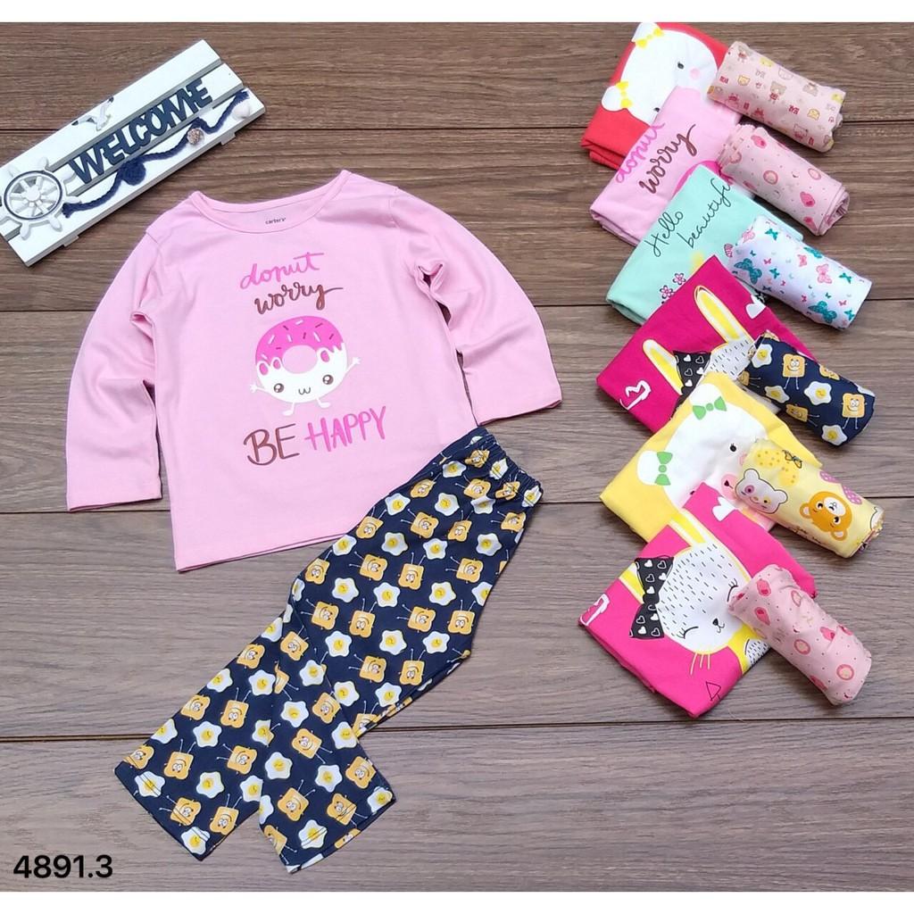 Bộ cotton bé gái dài tay size 1-7