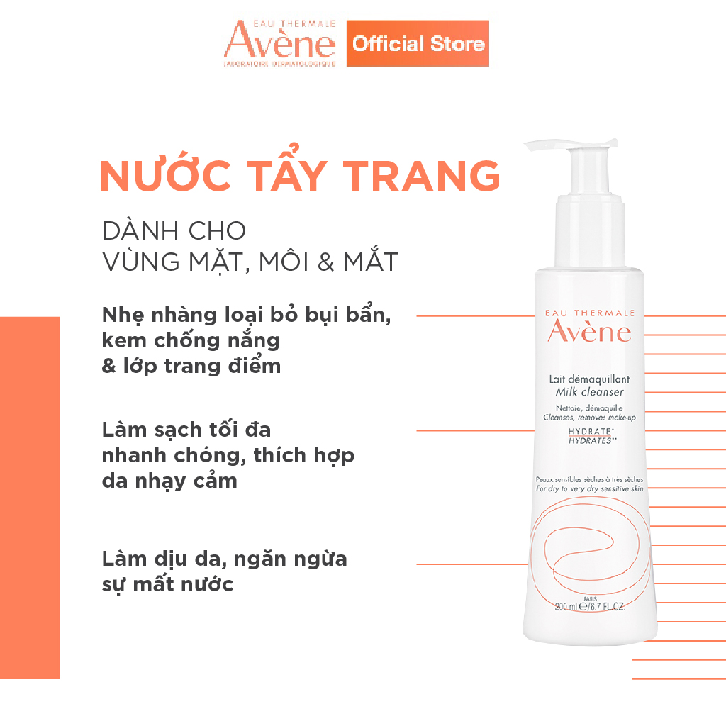 Nước tẩy trang dịu nhẹ cho mắt và toàn mặt AVÈNE MICELLAR LOTION FACE &amp; EYES 200ml