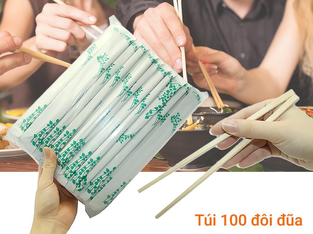 5 Túi Đũa gỗ mỡ dùng một lần  kèm tăm (1 túi 100 đôi)