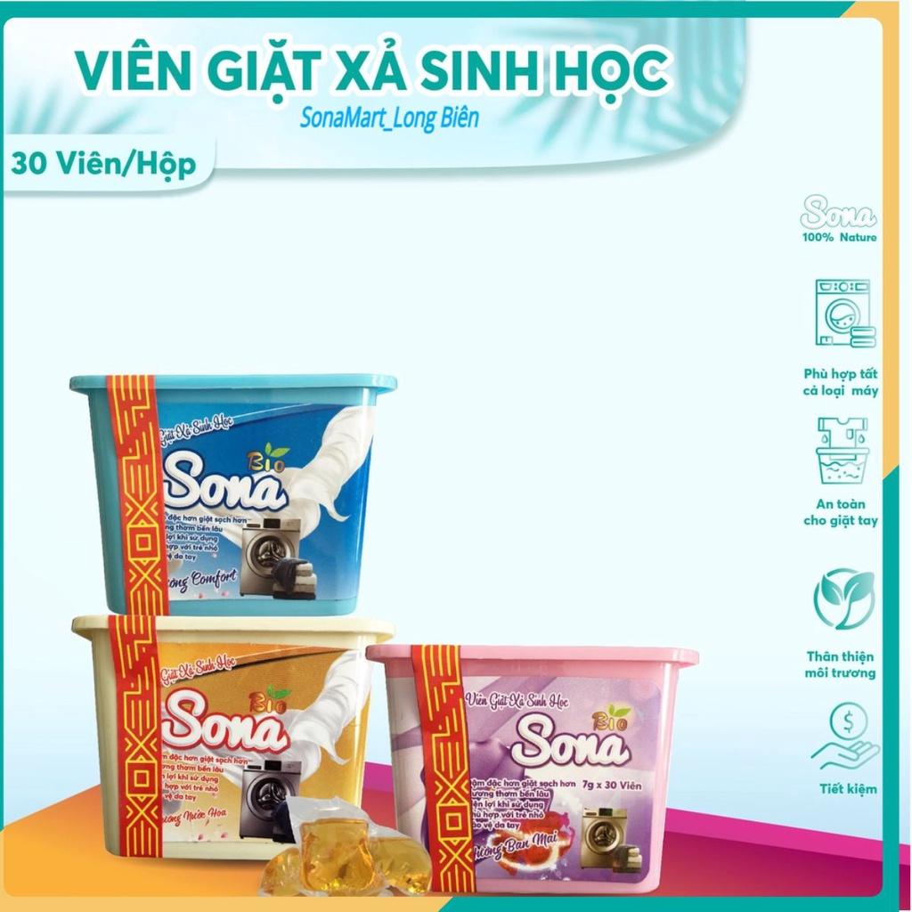 Hình ảnh Viên giặt xả sinh học SONA giặt xả quần áo 2 trong 1 hộp 30 viên