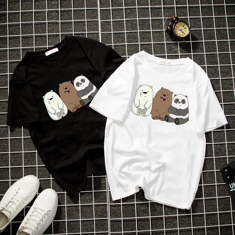 Áo thun unisex Hàn Quốc in 3 con gấu dễ thương vải dày mịn 2019T1037